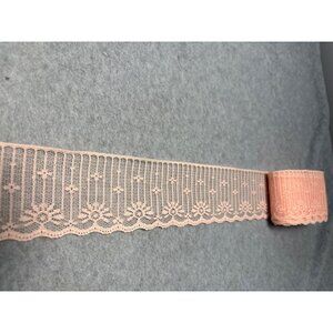Vintage Pink Lace Trim 5 Yards 8" Long 2.5" Wide Floral Pattern Sewing Craft Sup